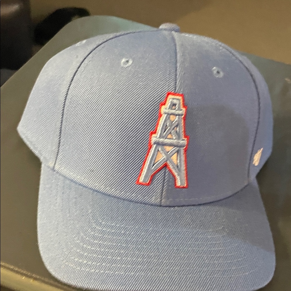 Blue Baseball Cap with Red and White Logo